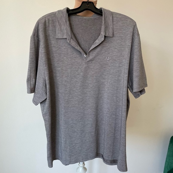 Vuori Mens Knit Twill Polo Heather Gray Short Sleeve Shirt V1004 EUC XXL - Picture 1 of 8